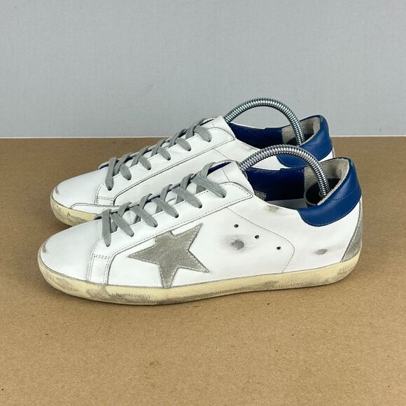Golden Goose Superstar Leather Sneakers Womens 8 EU 38 White Gray Blue - Picture 1 of 13